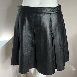 PJK Patterson J Kinkaid Sz S Leather Pleated Mini Skirt